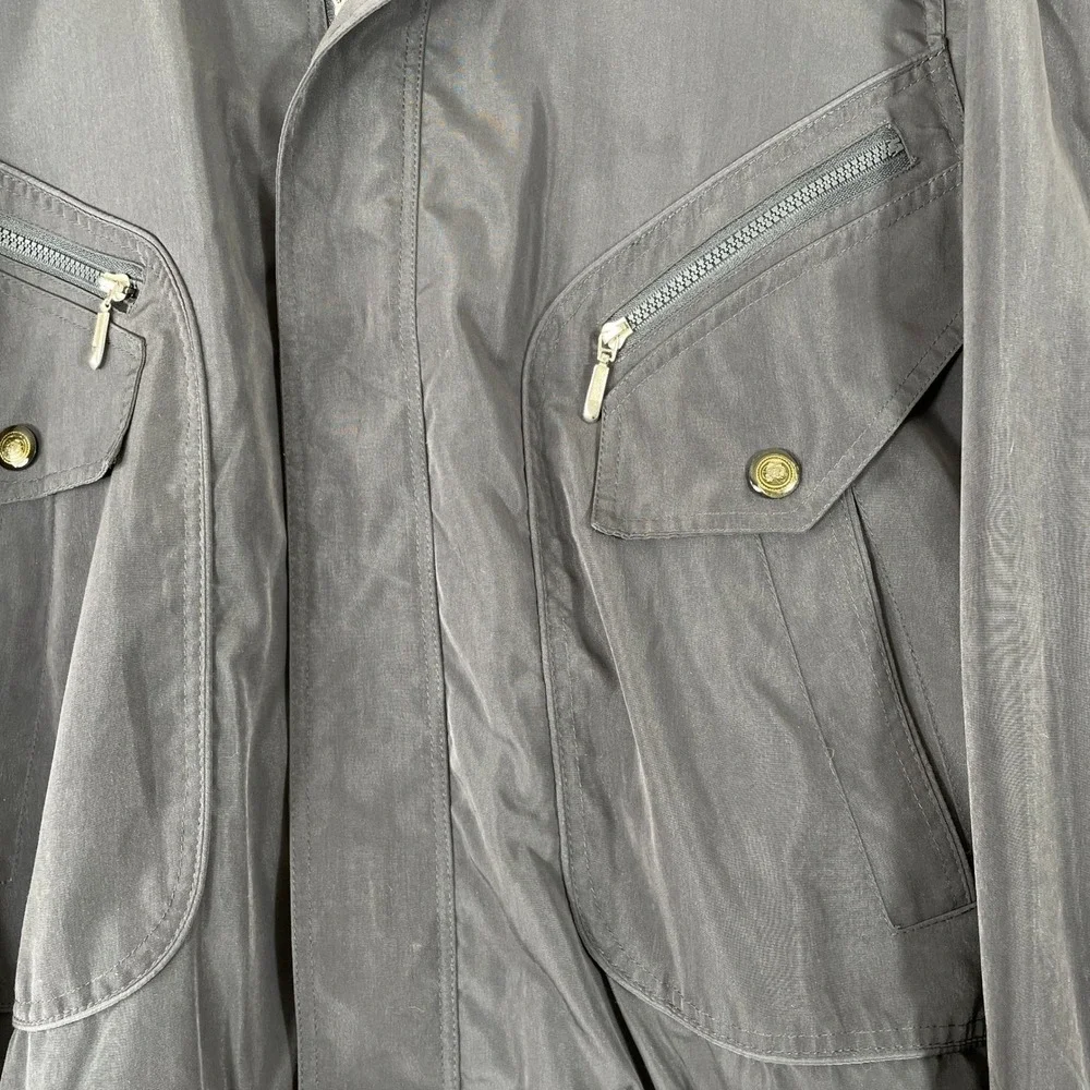 Euro Way Vintage Bomber Jacket Mens XL‎ Gray Full Zip Cargo Pocket Windbreaker